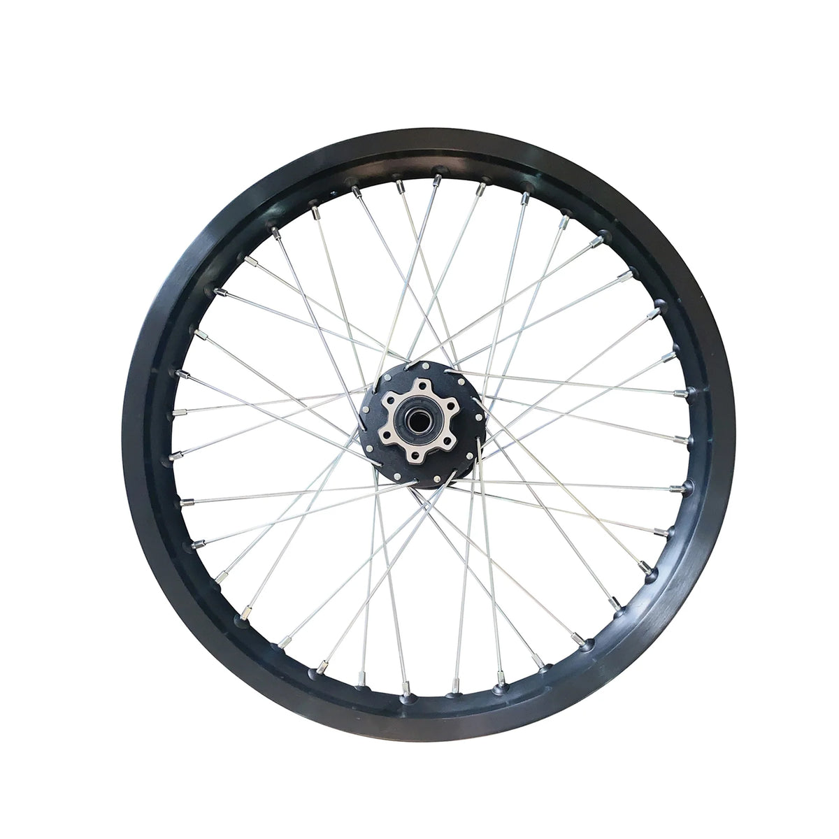 eMOTO Wheel 18" Rear Type 1 - 18x1.85 Black Hub, Black Rim, Chrome Spokes