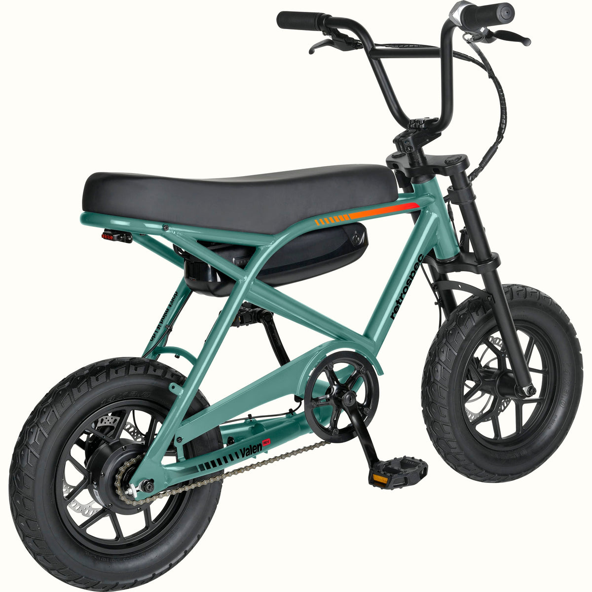 Retrospec Valen Rev 14 electric bike in Cypress Blue, side view, against a white background