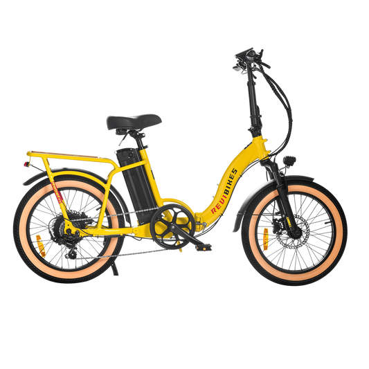 REVI Rebel 2 750w Step Thru Ebike 20x3 Fat Tire Electric Folding eBike - Folding eBike - REVI|FOLDI|YELLO|0037 eBike Super Shop