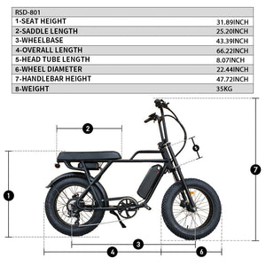 Ripper 2 - 48V 750W Moto Style Electric Bike - Cruiser - RST007Y - 801 - 1 eBike Super Shop