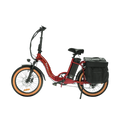 Red eBike Revi Rebel.2 electric bicycle, side view, showcasing frame design and battery placement
