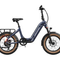 Mokwheel Slate eBike in Denim color, side view, showcasing frame design, wheels, and battery placement
