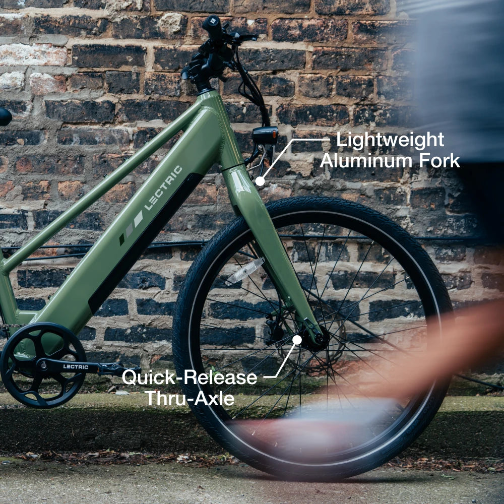 Lectric XPress Lite electric bike in Pine Green, side view, size 6