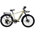 Sand-colored KASEN Cross 500W Step Over eBike with 27.5x2.4 urban tires, designed for city commuting.