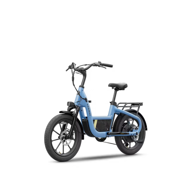 Segway Muxi Pro electric scooter in Reef Blue, side view, showcasing sleek design and large wheels