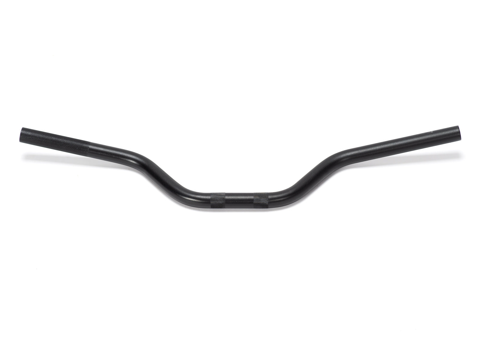 Stomp Ebox Alloy Handlebar, silver finish, side view showing ergonomic design and mounting area, against a white background.