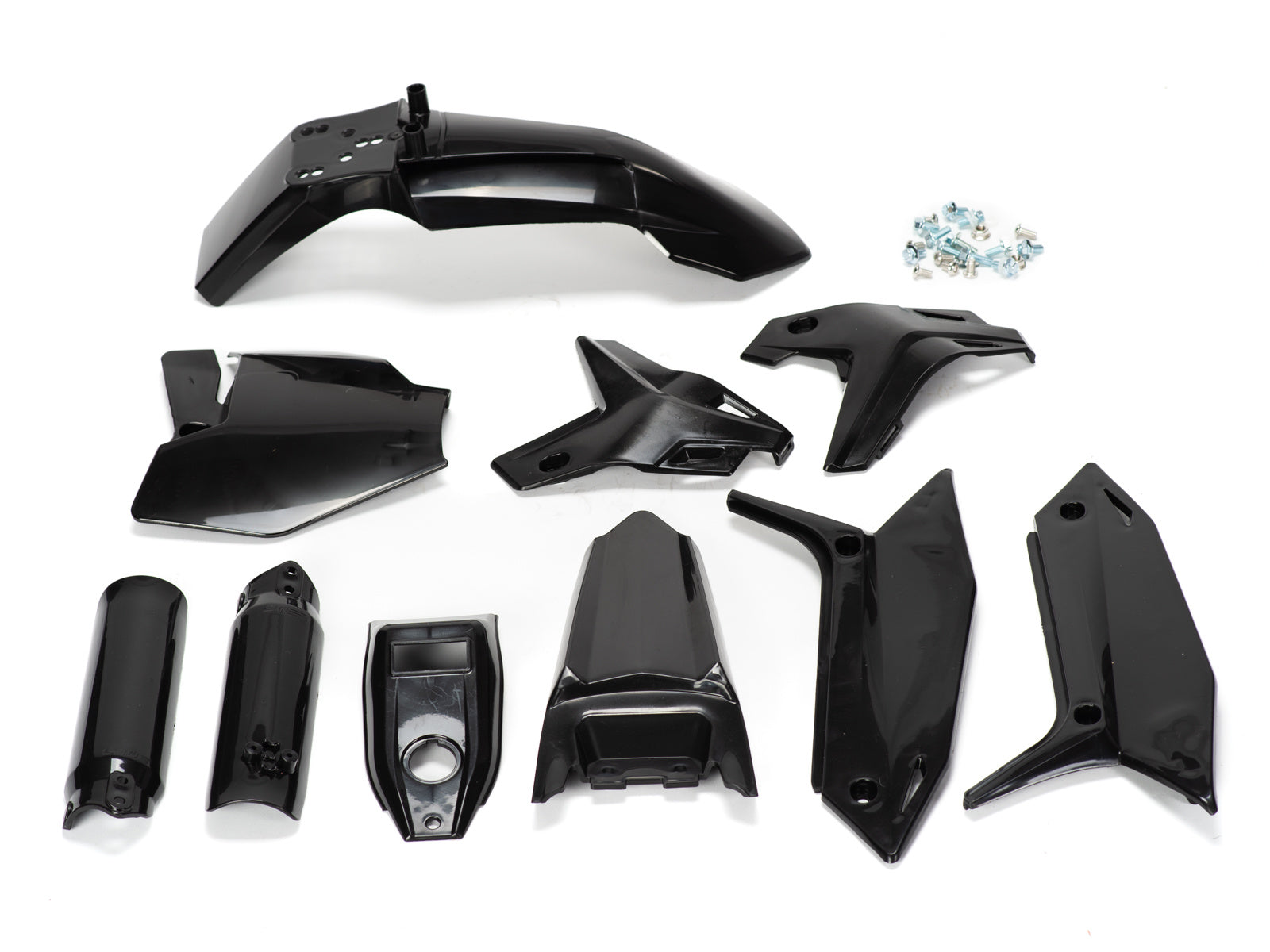 Stomp Ebox Black Plastics Kit, product image showing a set of black plastic body panels arranged on a white background.