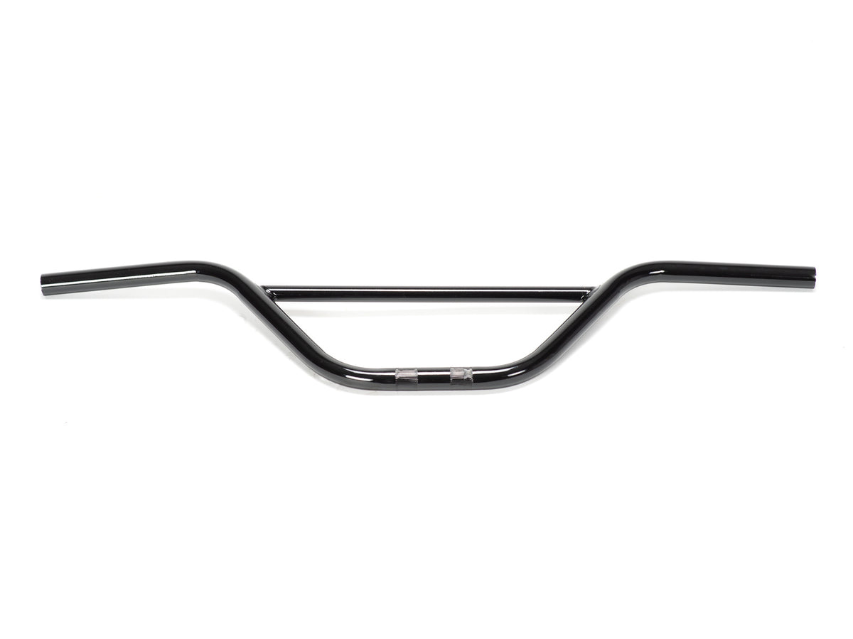Stomp Ebox Dragster Bars, black handlebar with a slight rise, designed for electric dirt bikes, shown against a white background.