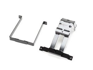 Stomp Ebox Dragster battery cradle shown from a side angle, highlighting its metal frame and mounting points.