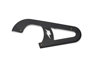 Stomp Ebox Dragster chain guard, black metal component with mounting holes, shown on a white background.