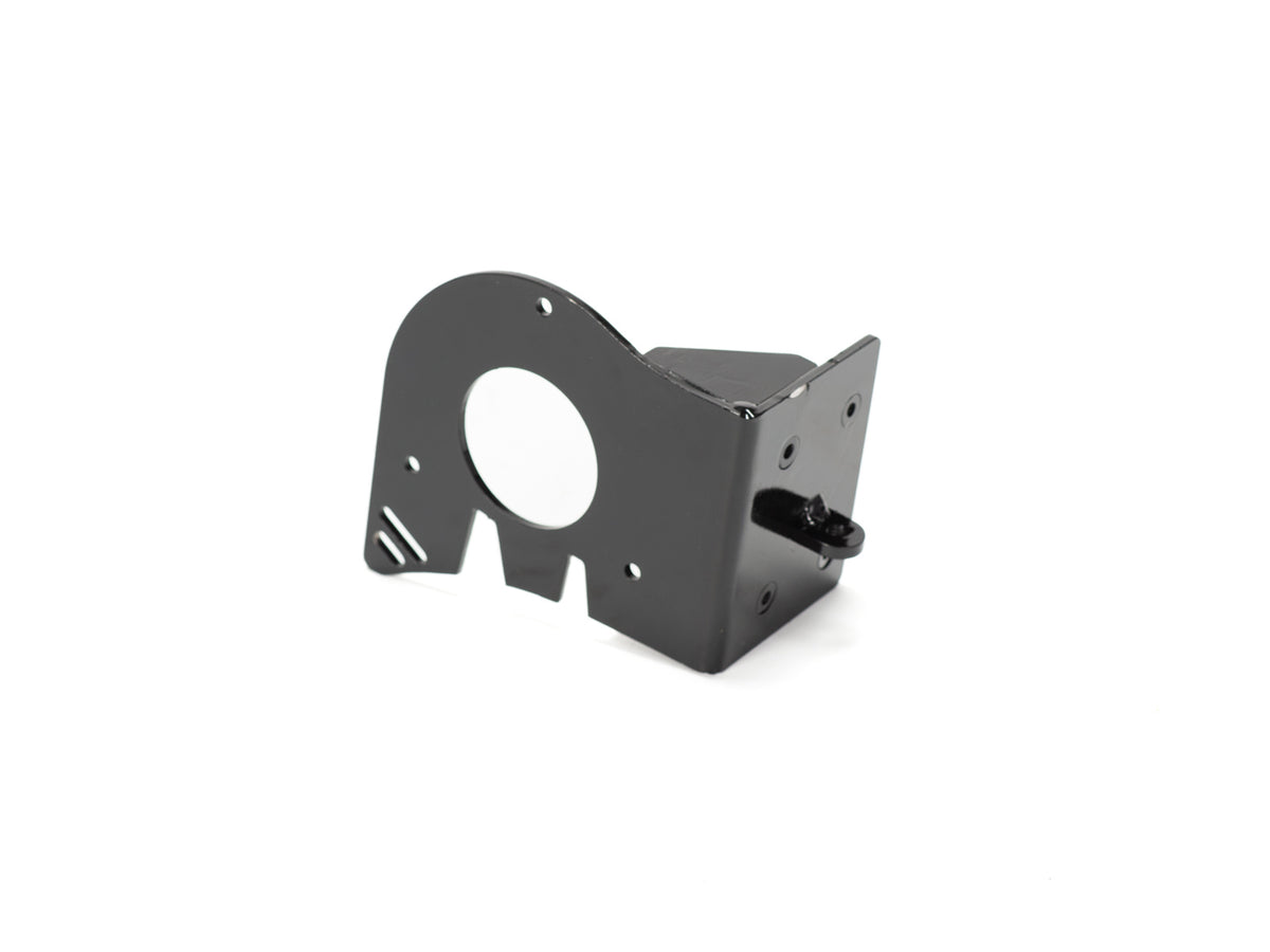Stomp Ebox Dragster motor mount plate, rectangular metal plate with multiple holes for mounting, shown on a plain white background.