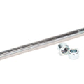 Stomp Ebox Dragster rear axle, metal component with mounting points, displayed on a white background.