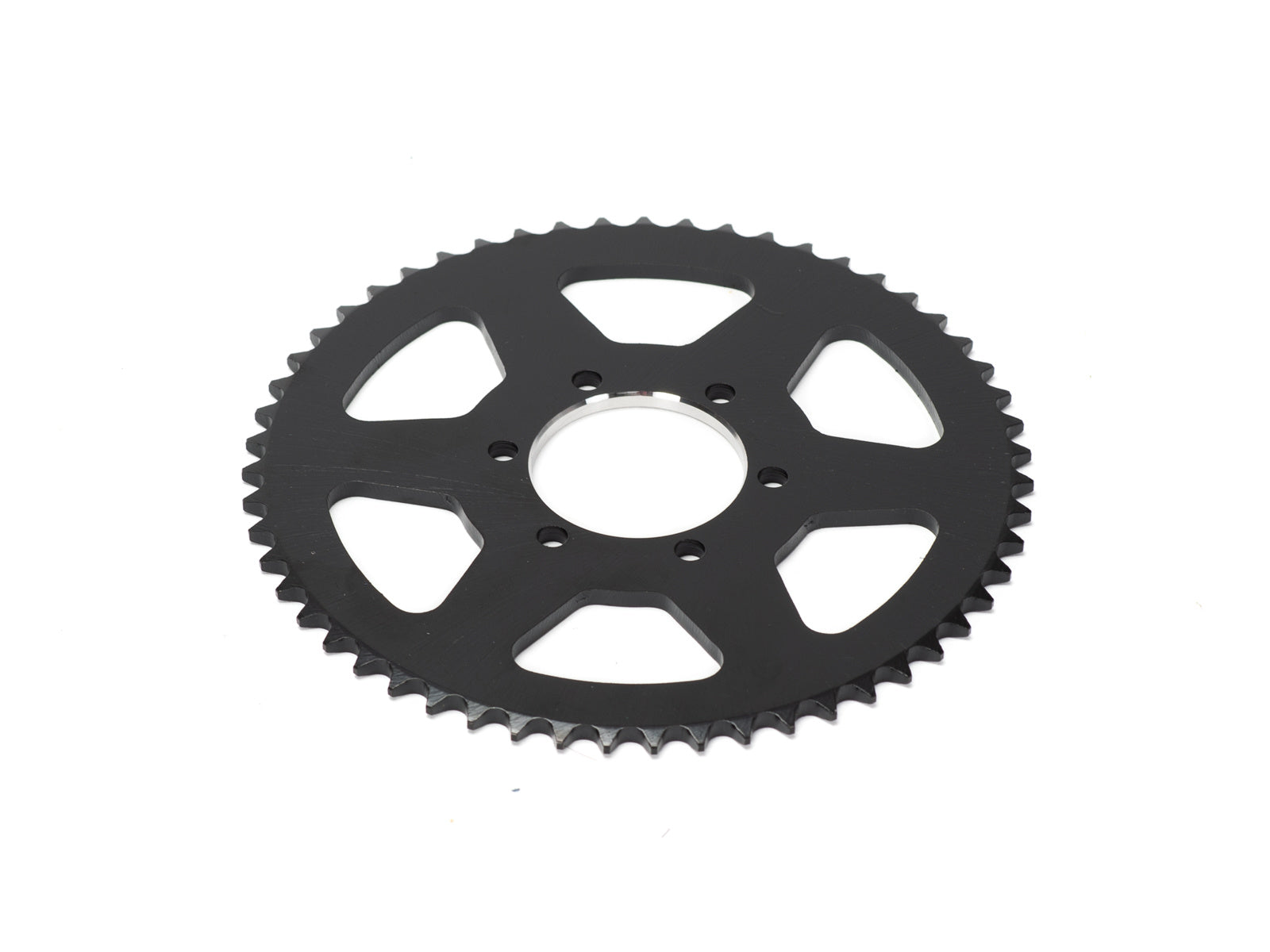 Stomp Ebox Dragster rear sprocket 219H 55T, silver metal gear with evenly spaced teeth, shown on a plain white background.