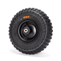 Stomp Ebox Dragster rear wheel with mounted tire, shown from a side angle on a plain background.