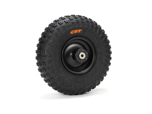 Stomp Ebox Dragster rear wheel with mounted tire, side view, showing tread pattern and alloy rim design.
