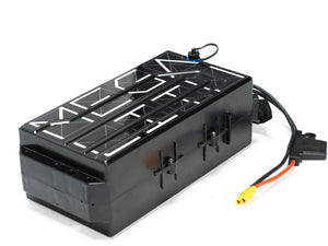 Stomp Ebox Megalith 72V Battery & Charger Kit showing the battery pack and charger unit on a white background.