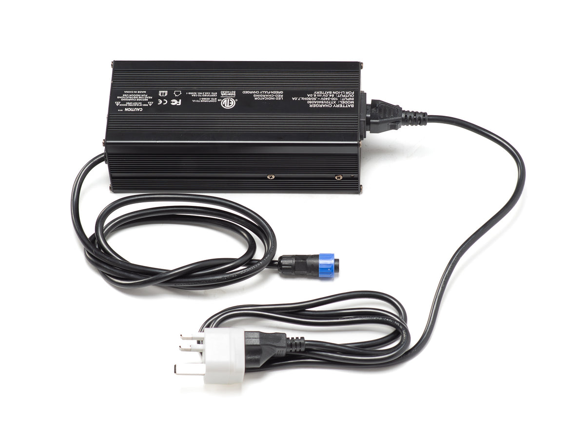 Stomp Ebox Megalith 72V Battery & Charger Kit displayed with battery pack and charger unit on a white background.