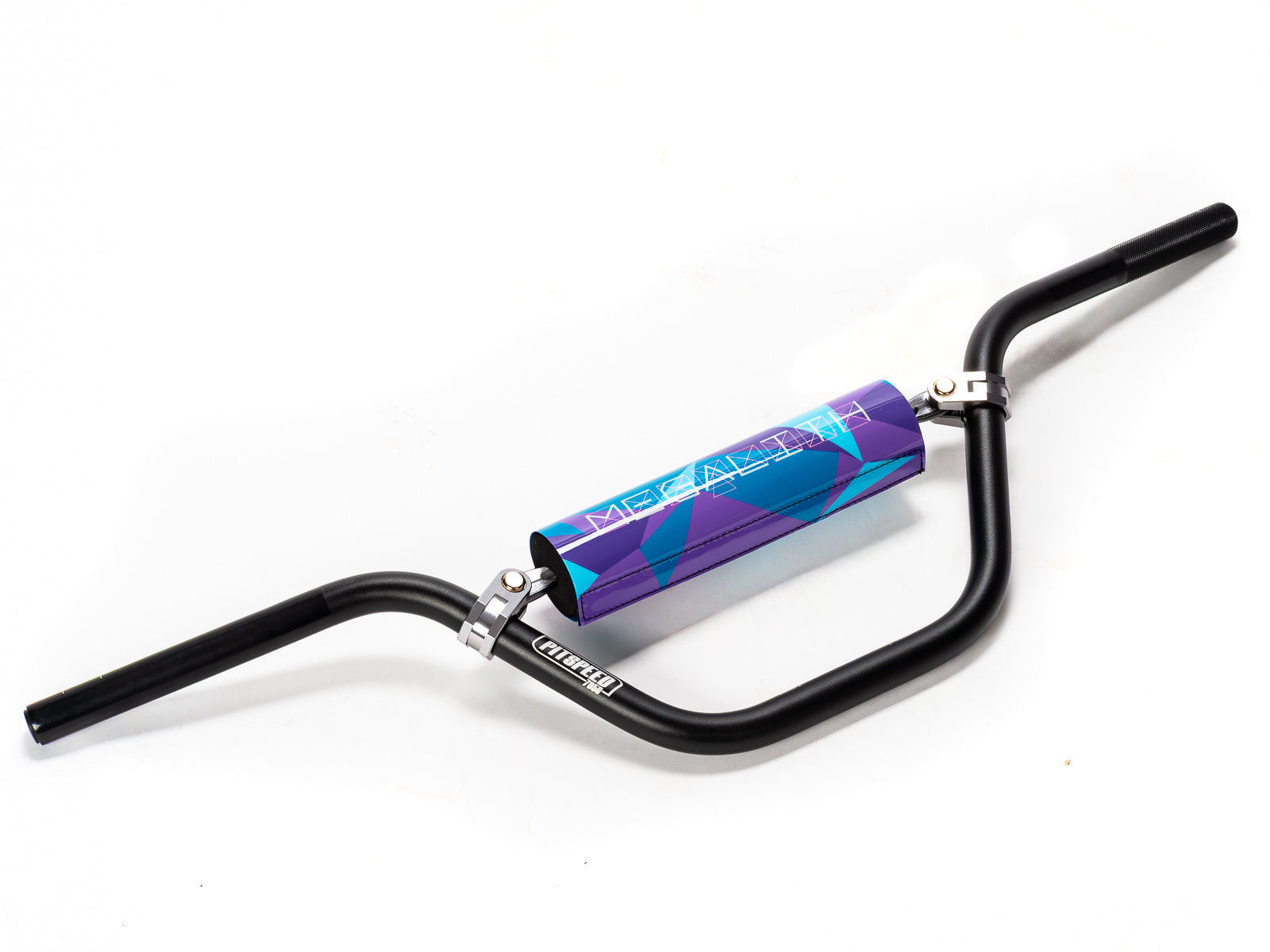 Stomp Ebox Megalith handlebar in purple and blue, product image showing the handlebar design and color scheme.