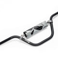 Stomp Ebox Megalith Pitspeed 7075 handlebar, black aluminum, shown from a side angle against a white background