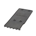 Stomp Ebox mud flap, black, rectangular with rounded edges, featuring the Stomp logo in white on the center, displayed against a plain white background.