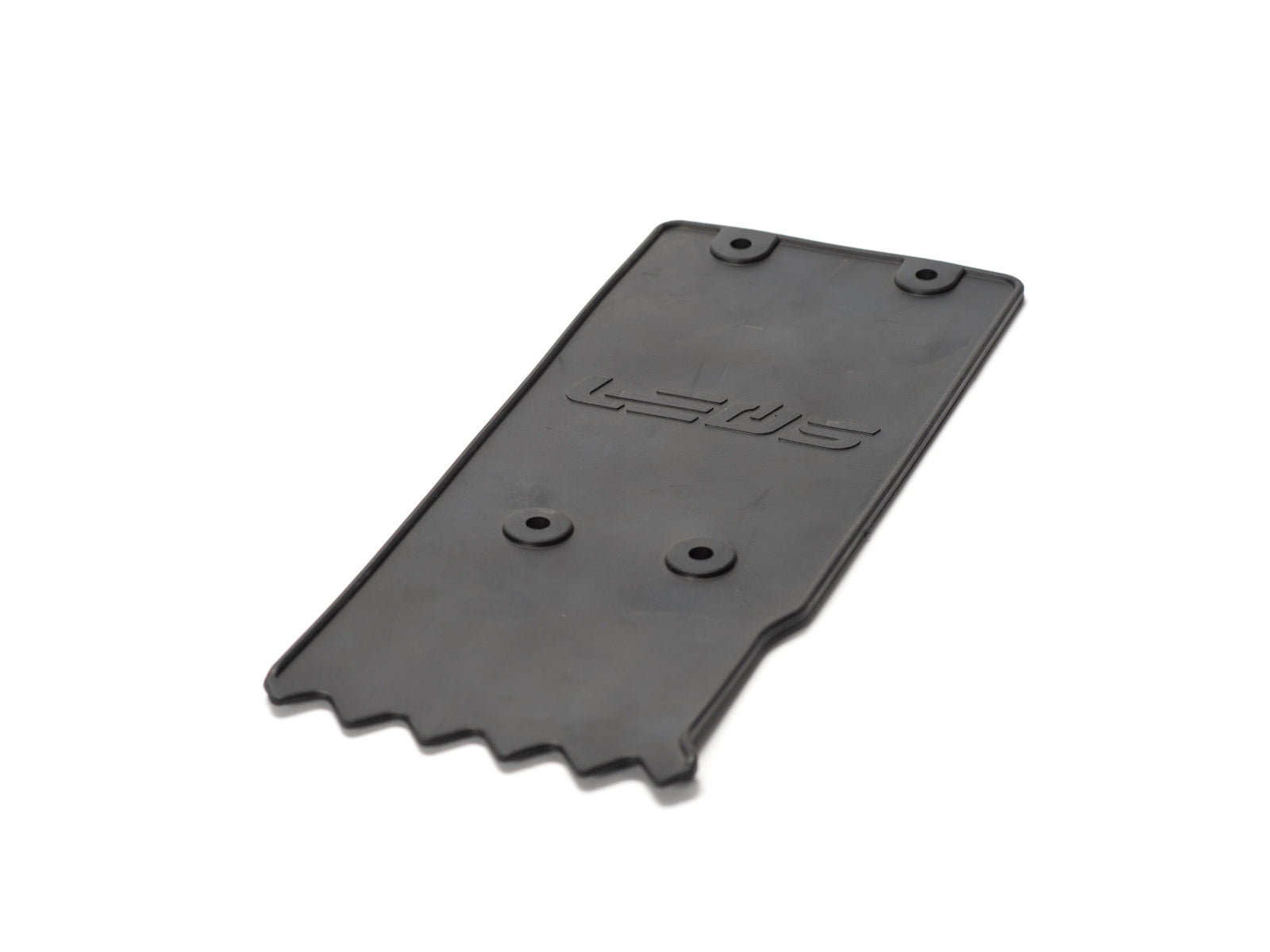 Stomp Ebox mud flap, black, rectangular with rounded edges, featuring the Stomp logo in white on the center, displayed against a plain white background.