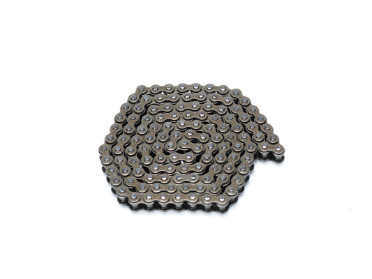 Stomp Ebox Tourmax Chain DID 219H 122 Link, product image showing a motorcycle drive chain coiled with visible gold and silver metal links.
