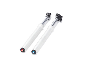 Front view of the Stomp Ebox V2 600mm USD fork showing the suspension components and mounting points against a plain background.