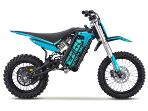 Stomp Ebox V2 Graphics Kit in teal, showing the full set of decals with bold geometric patterns and branding elements on a white background.