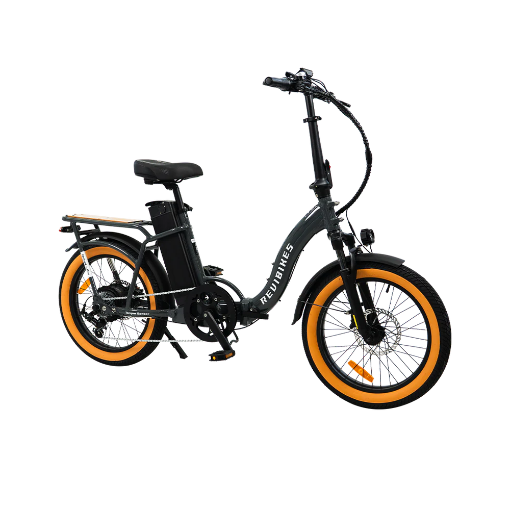 eBike Revi Rebel.2 Pro in anthracite color, side view, showcasing its frame, wheels, and battery pack