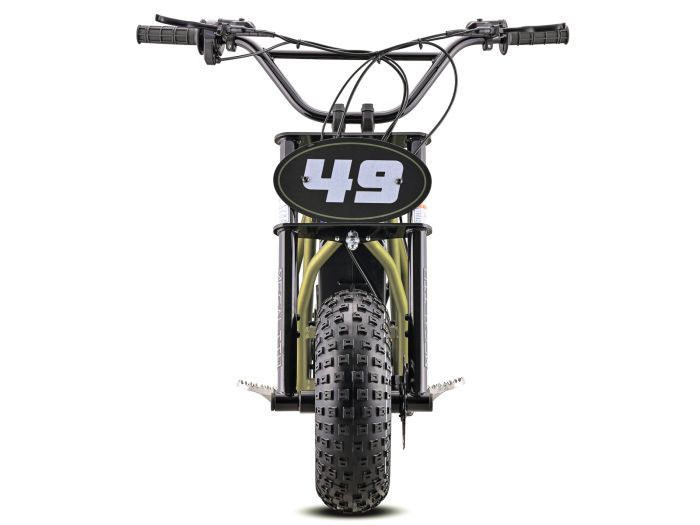 eMOTO EBOX Dragster electric bike in khaki color, side view, displayed on a white background