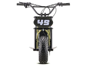 eMOTO EBOX Dragster electric bike in khaki color, side view, displayed on a white background