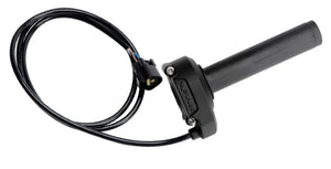 Close-up view of the Surron LBX OEM throttle replacement, showing the throttle assembly with attached wiring and connectors on a white background.