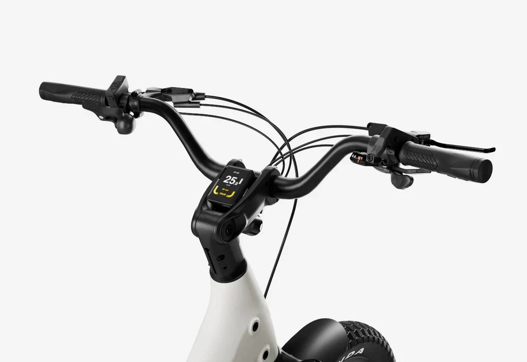 Side view of the Urtopia Carbon Joy eBike in black, showcasing its lightweight carbon frame, sleek design, and integrated battery against a plain background.