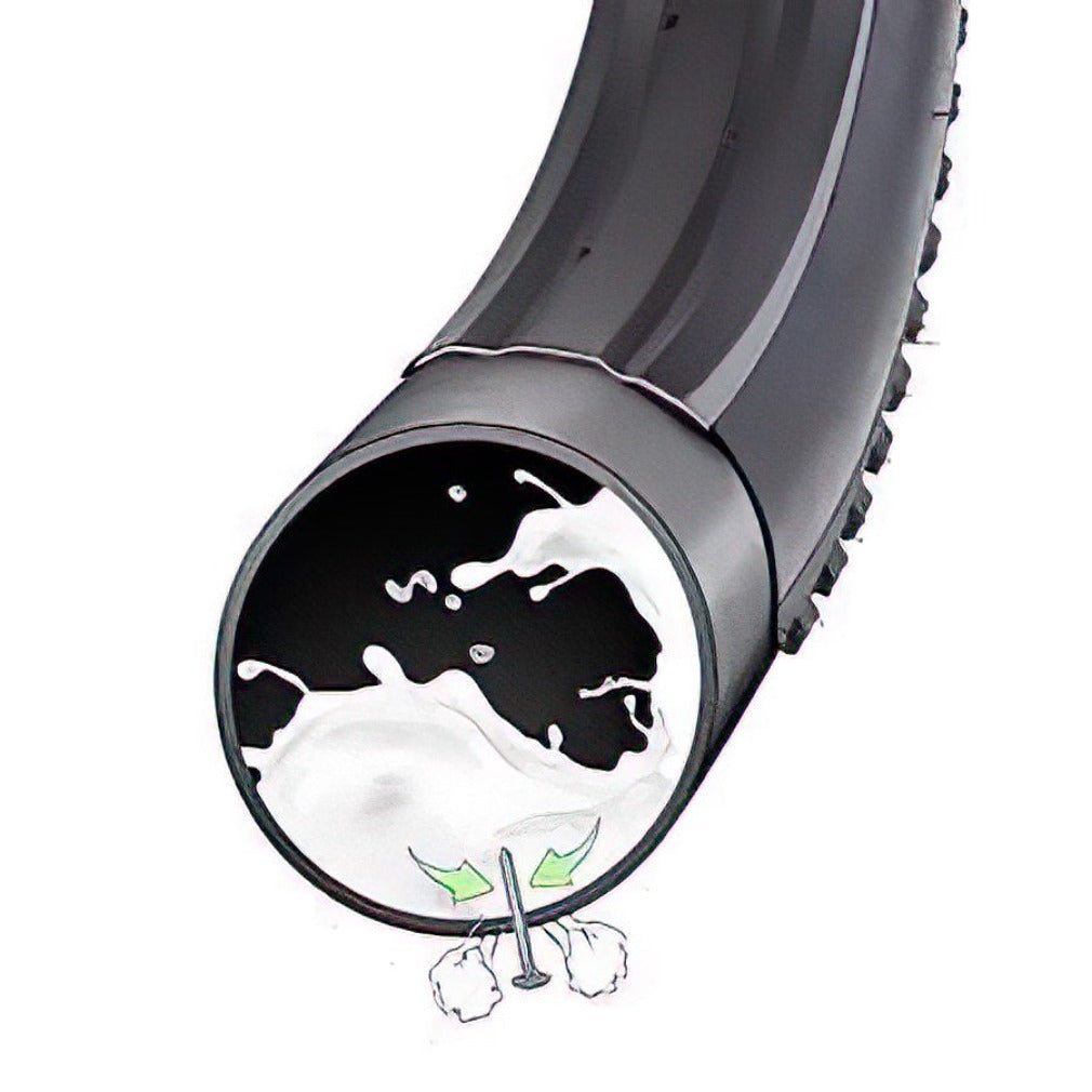Self sealing tube cutaway showing anti-puncture sealant