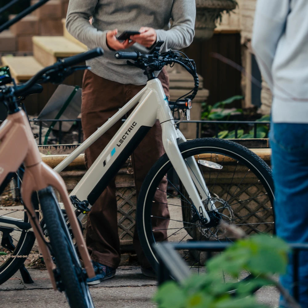 Lectric XPress Lite electric bike in Stratus White, side view, against a plain background