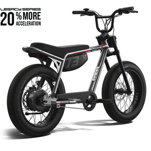 Side view of the Super73 Z Miami Core electric bike in a studio setting, showcasing its compact frame, thick tires, and minimalist design.