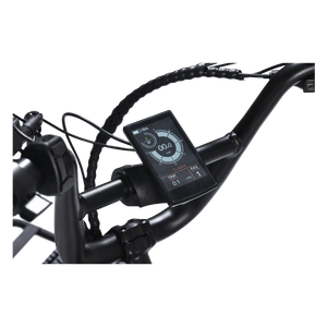A side view of the eBike Revi Flux ST electric bicycle, showcasing its sleek frame, integrated battery, and upright handlebars against a plain background.
