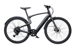 Matte black Urtopia Carbon 1 Pro eBike side view, showcasing sleek carbon fiber frame and modern design.
