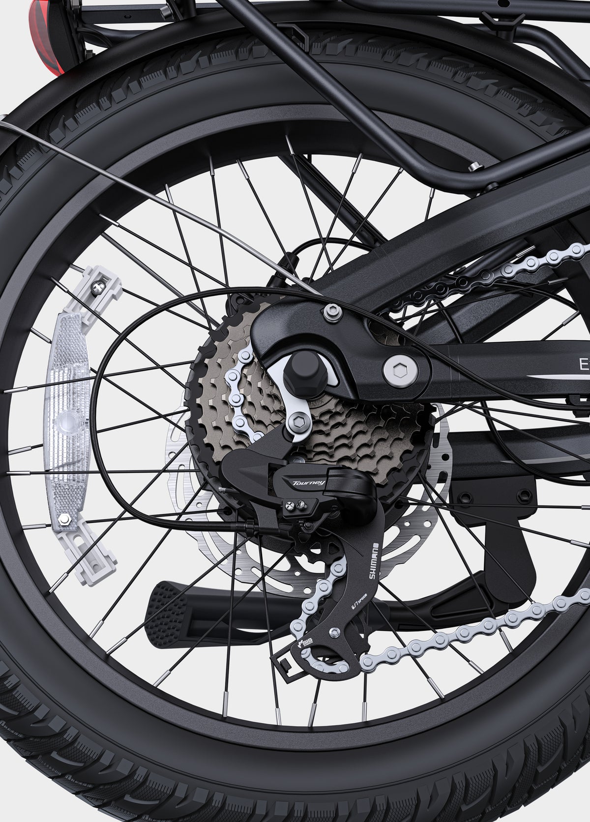 ENGWE L20 3.0 electric bike in black, shown from a side angle with front basket, rear rack, and fat tires, displayed on a white background.