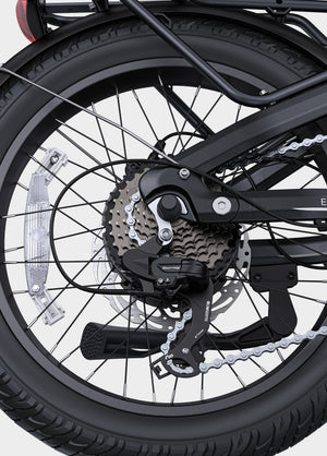 ENGWE L20 3.0 electric bike in black, shown from a side angle with front basket, rear rack, and fat tires, displayed on a white background.