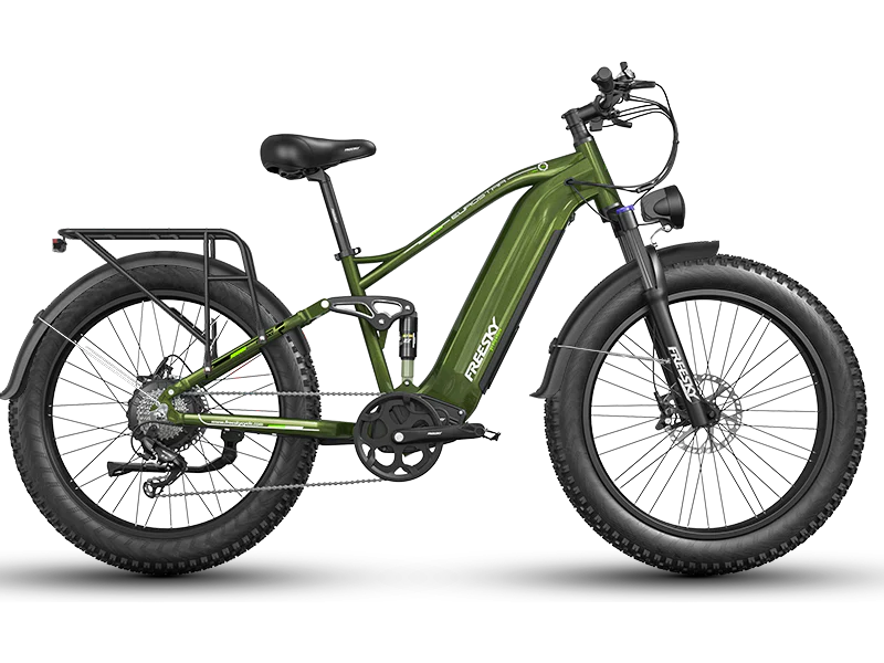 Green Freesky Eurostar Ultra M-410 eBike side view against a white background