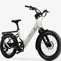 Side view of the Urtopia Carbon Joy Ultra eBike in a modern setting, showcasing its sleek carbon frame, integrated battery, and minimalist design.