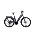 Blue suede shoe designed for eBike Segway Myon, side view, product image on white background