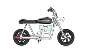 Black eMOTO Hyper Gogo Pioneer 12 Plus electric bike without training wheels, shown in side view, app-compatible model
