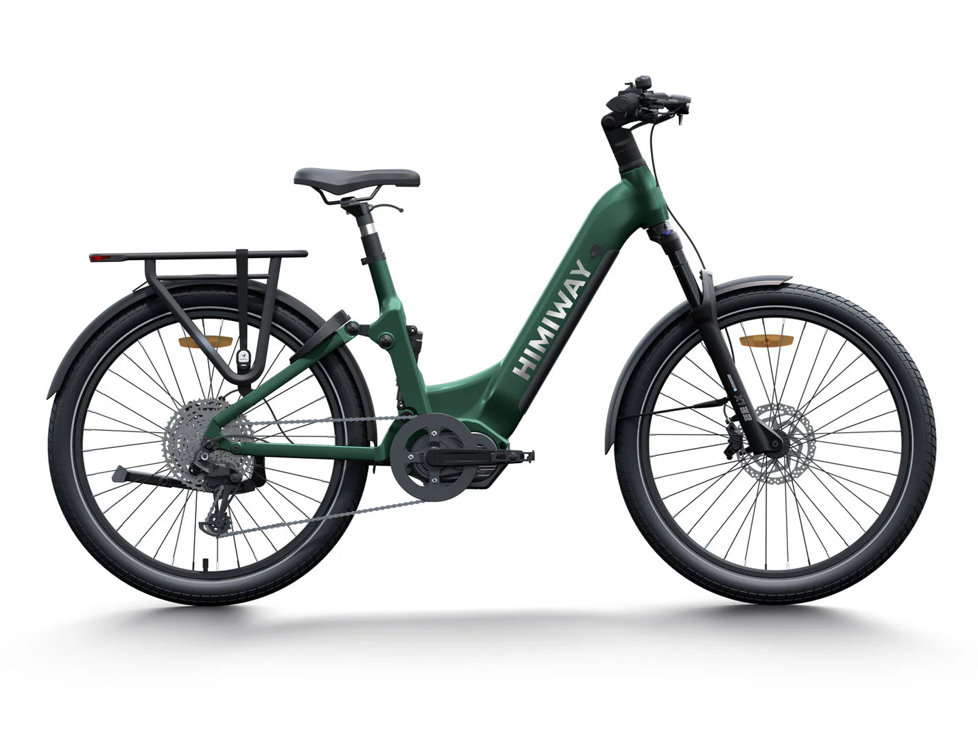 Emerald green Himiway A7 Pro eBike side view with step-through frame and front suspension