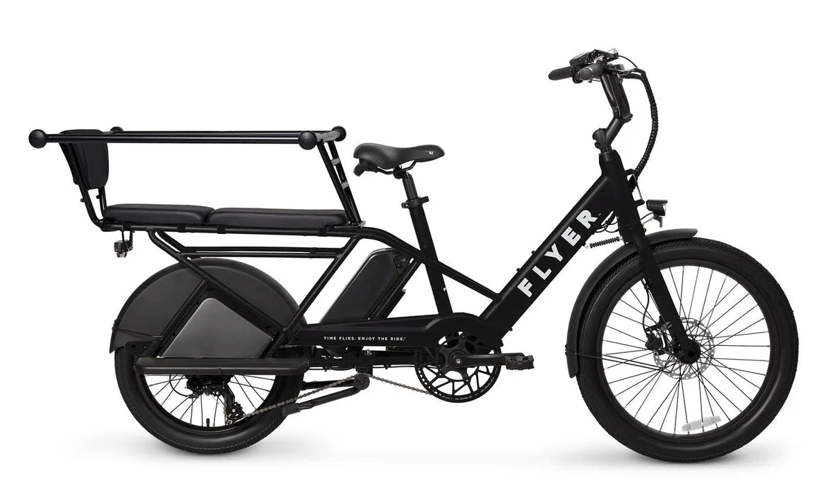 Black RADIO FLYER Via 500w Step Thru electric cargo eBike with 24x2.4 street tires, product image, model 6797026