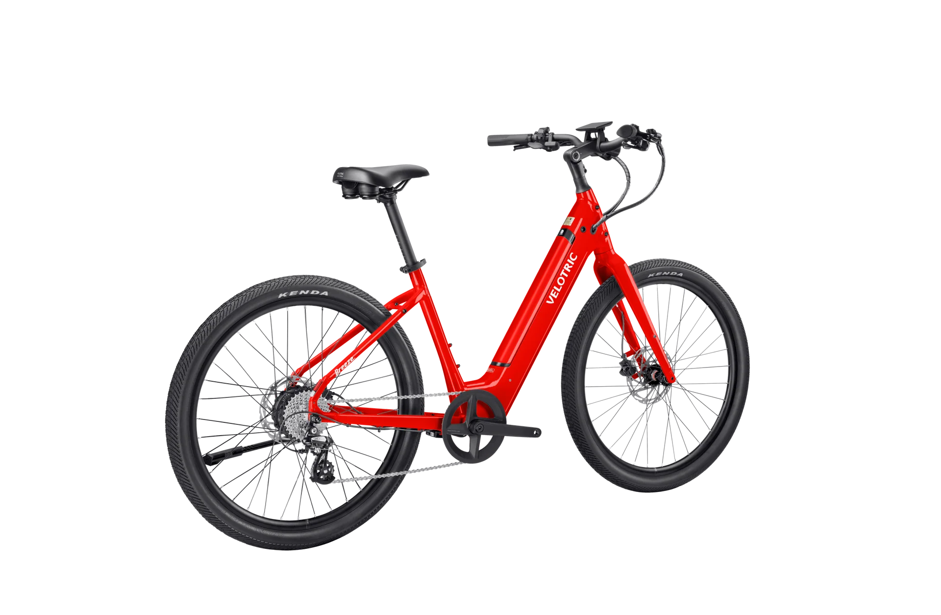Red Velotric Breeze 1 eBike in Classic Scarlet color, side view, isolated on white background