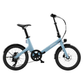 Urtopia Carbon Fold Step Thru eBike in Glacier Blue, side view, folded position, against a plain background