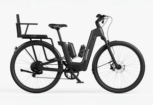 Side view of the Urtopia Carbon Fusion Pro eBike in Blazing Black, showcasing its sleek carbon frame, integrated battery, and modern design against a plain background.