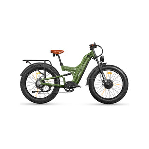 Freesky Warrior Ultra M-530 electric bike in green, side view, showcasing fat tires and sturdy frame